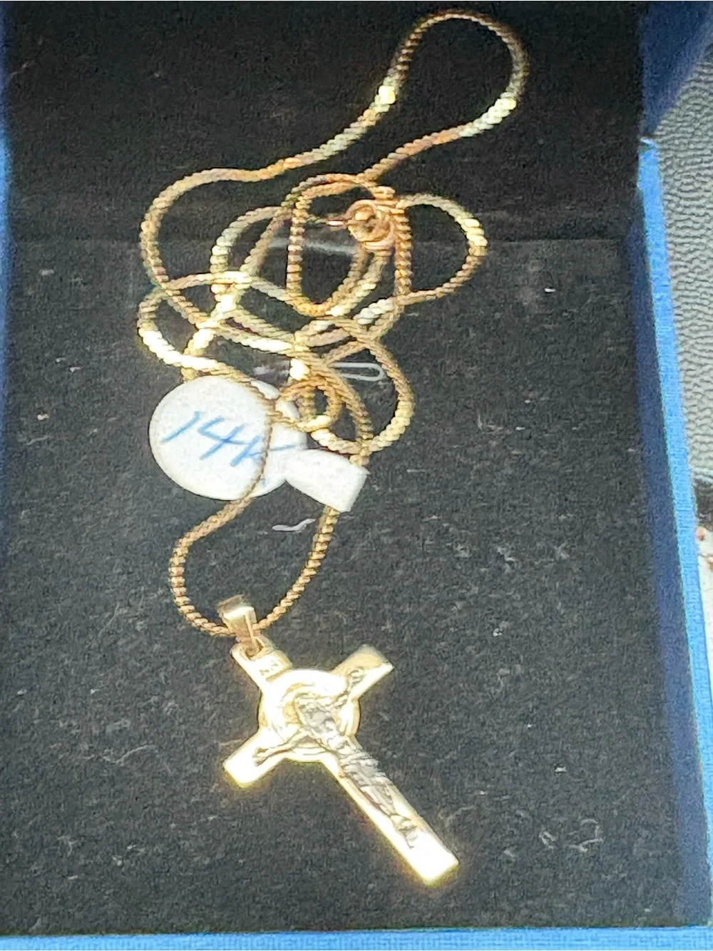 San Benito (Saint Benedict) cross with necklace both 14K solid gold.